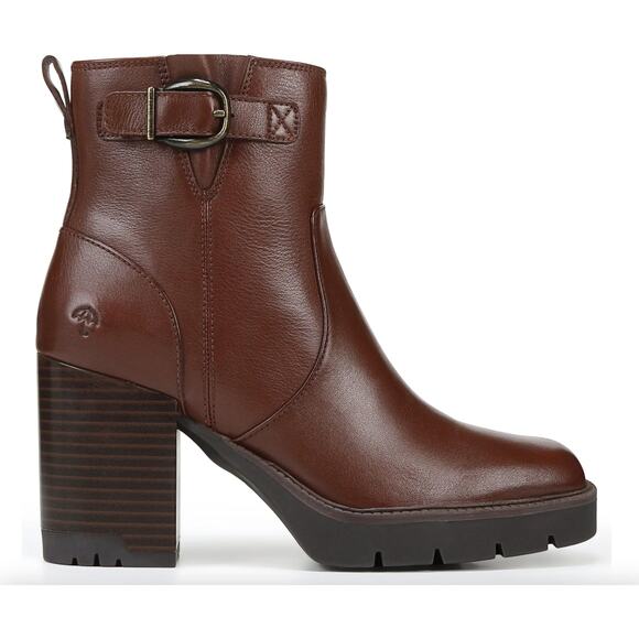 Naturalizer Wilde Leather Buckle Lug Sole Waterproof Boots | Sz 9, Brown NEW - Picture 3 of 7